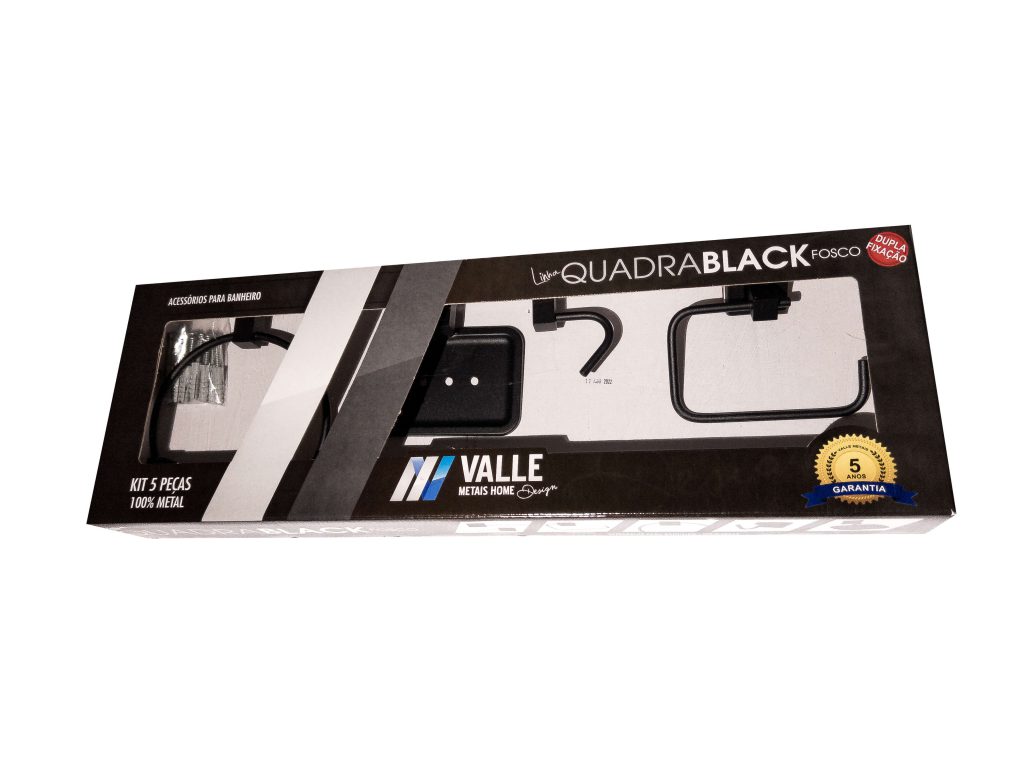 KIT 05 PEÇAS LINHA QUADRA BLACK FOSCO